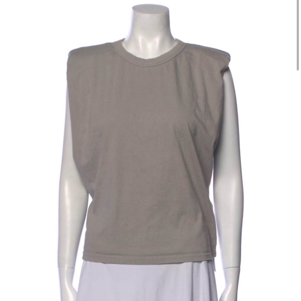 The Frankie Shop Crew Neck Sleeveless Padded Shoulder Shirt